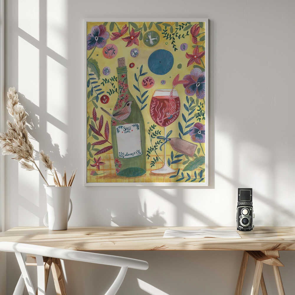 Mermaid Wine Art Print UK — Botanical Vibrant Wall Art — Kitchen — Wall It All Prints