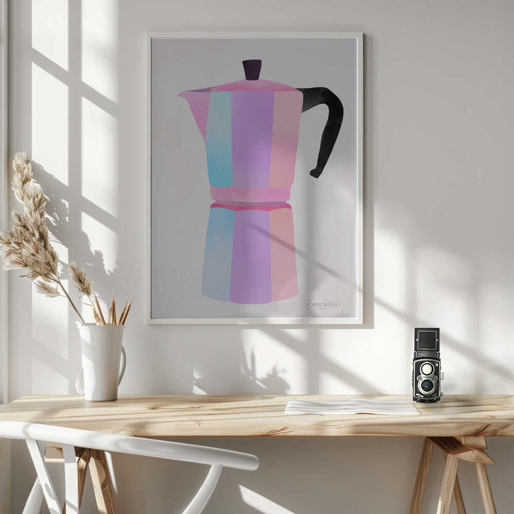 Colorful Moka Pot Art Print UK — Botanical Vibrant Wall Art — Kitchen — Wall It All Prints