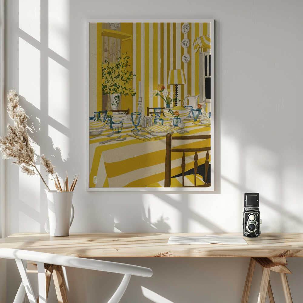 Sunny Striped Dining Room Art Print UK — Abstract Vibrant Wall Art — Kitchen — Wall It All Prints