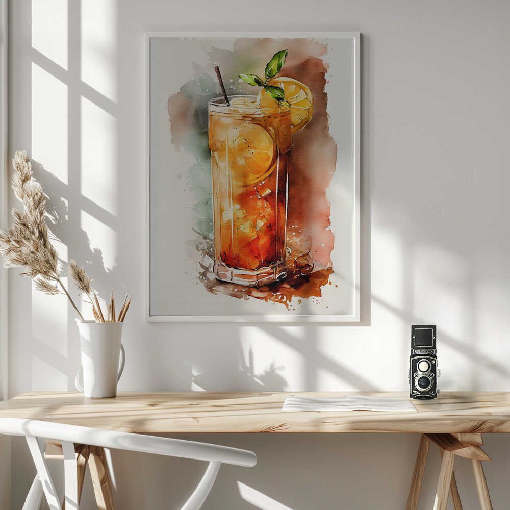 Refreshing Lemon Iced Tea Art Print UK — Botanical Vibrant Wall Art — Kitchen — Wall It All Prints