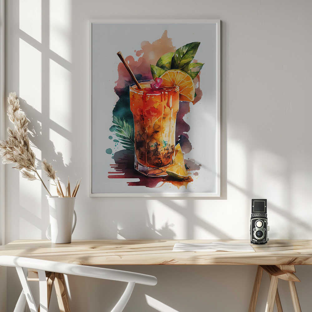 Vibrant Watercolor Cocktail Art Print UK — Abstract Vibrant Wall Art — Kitchen — Wall It All Prints