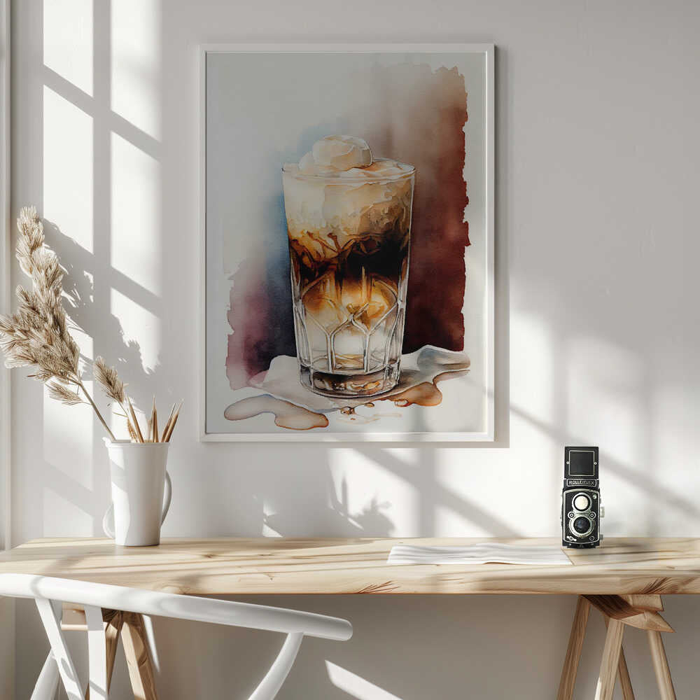 Creamy Iced Coffee Painting Art Print UK — Abstract Vibrant Wall Art — Kitchen — Wall It All Prints