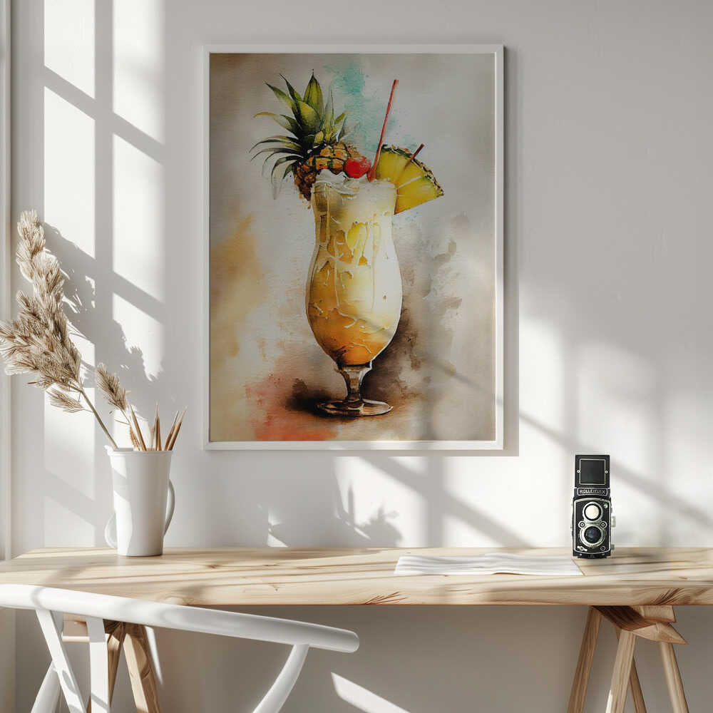 Watercolor Pina Colada Art Print UK — Abstract Vibrant Wall Art — Kitchen — Wall It All Prints