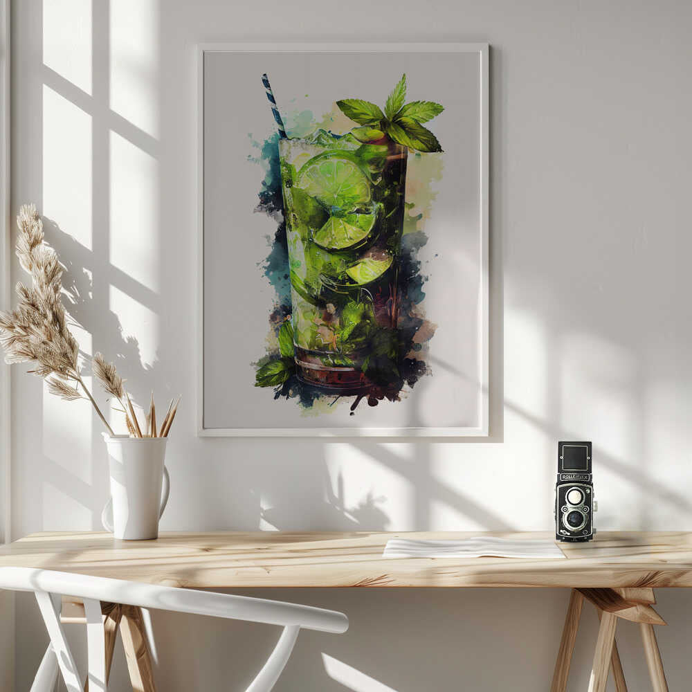 Refreshing Mojito Watercolor Art Print UK — Abstract Vibrant Wall Art — Kitchen — Wall It All Prints
