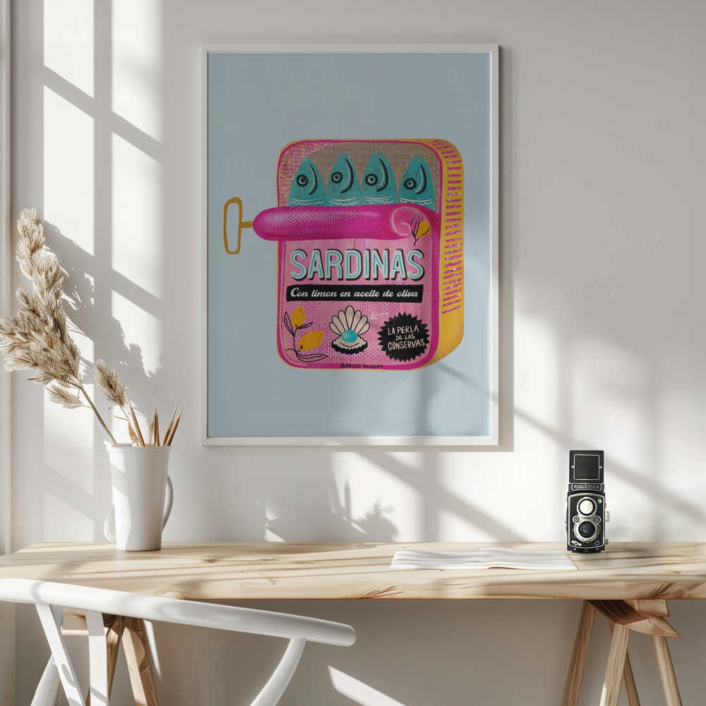 Pink Sardines With Lemon Art Print UK — Botanical Vibrant Wall Art — Kitchen — Wall It All Prints