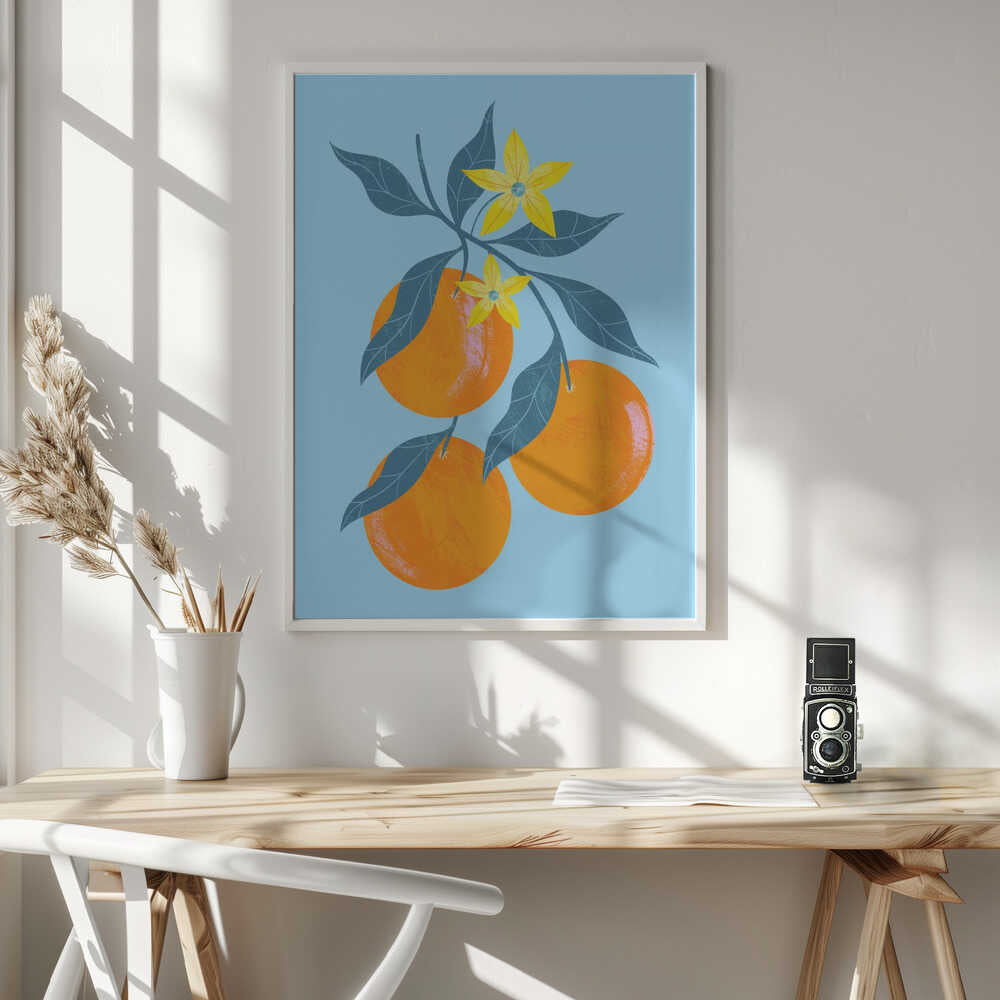 Orange Branch Art Print UK — Botanical Vibrant Wall Art — Kitchen — Wall It All Prints