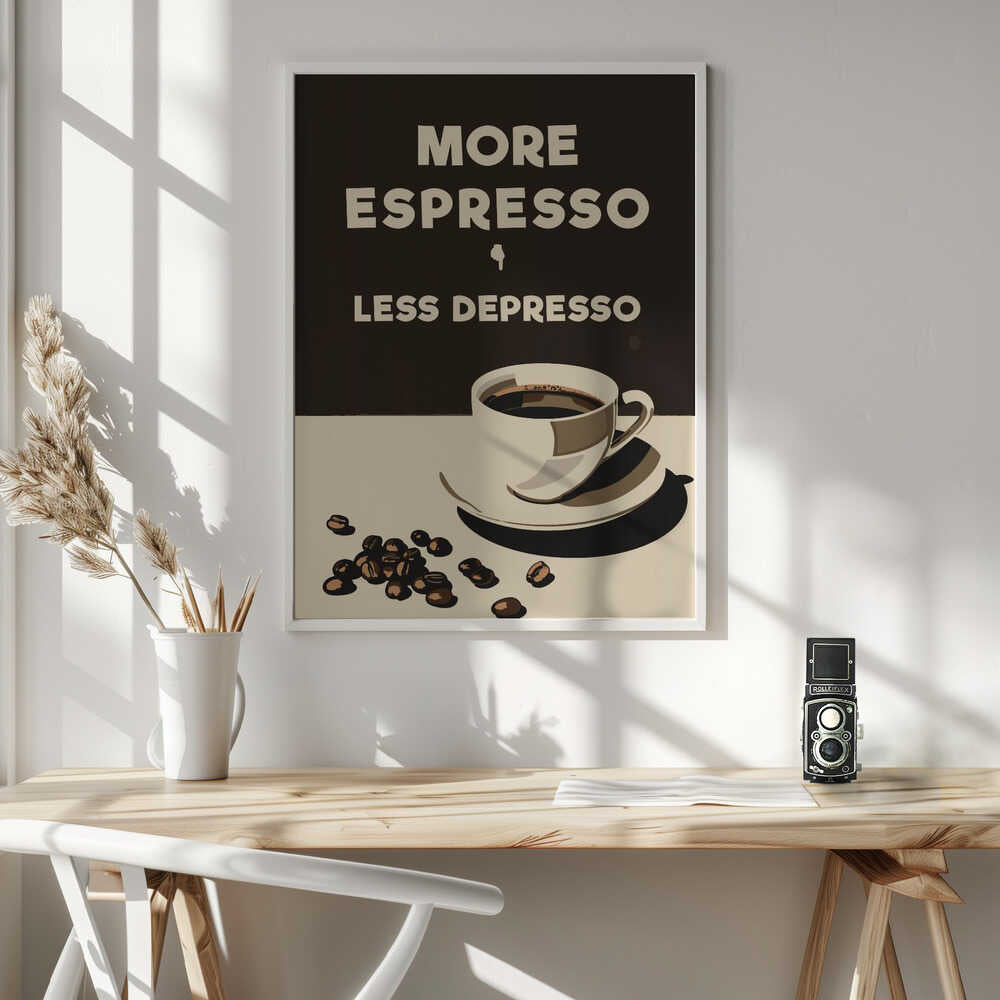 More Espresso Less Depresso Art Print UK — Abstract Vibrant Wall Art — Kitchen — Wall It All Prints