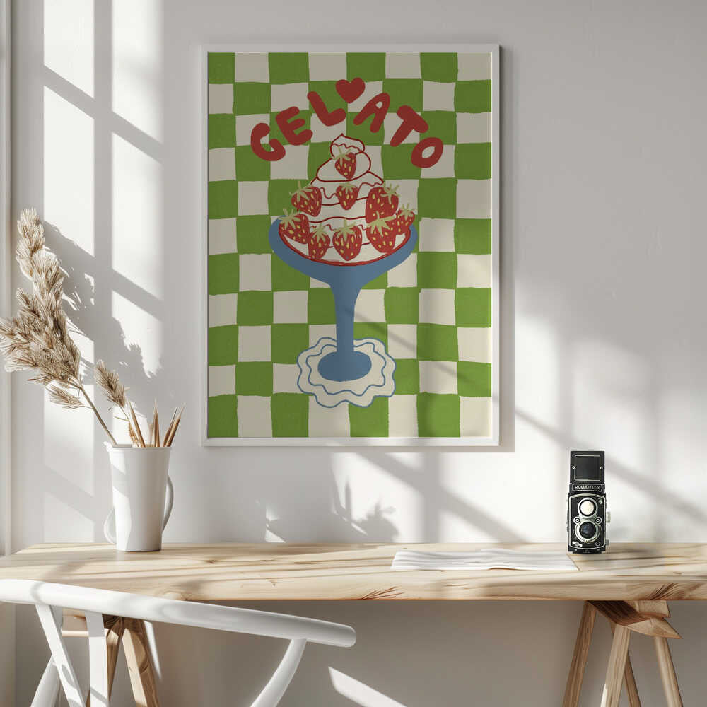 Sweet Strawberry Gelato Art Print UK — Abstract Vibrant Wall Art — Kitchen — Wall It All Prints