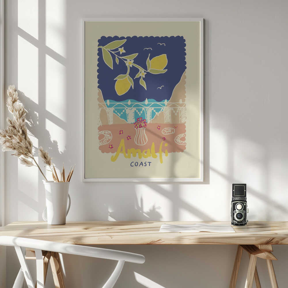 Amalfi Lemons Sea View Art Print UK — Abstract Vibrant Wall Art — Living Room — Wall It All Prints