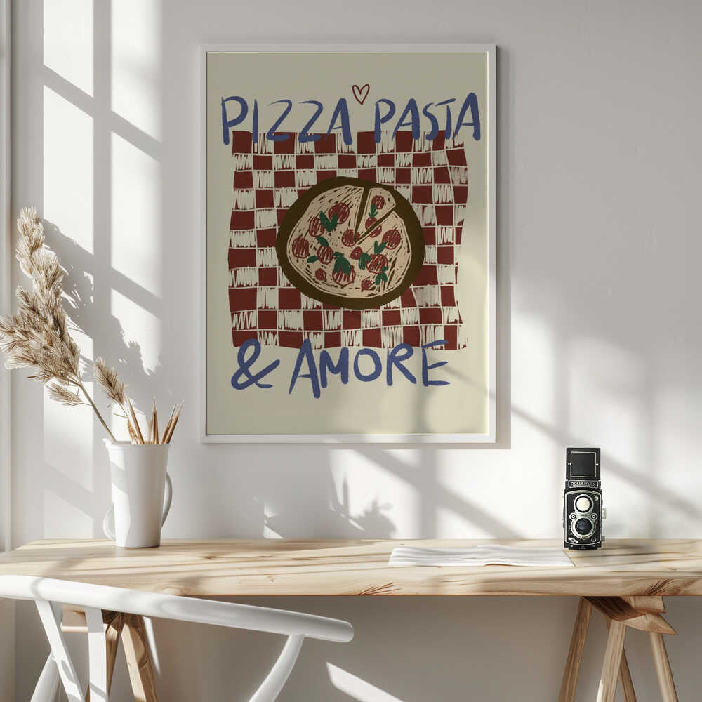Pizza Pasta Amore Art Print UK — Abstract Minimal Wall Art — Kitchen — Wall It All Prints