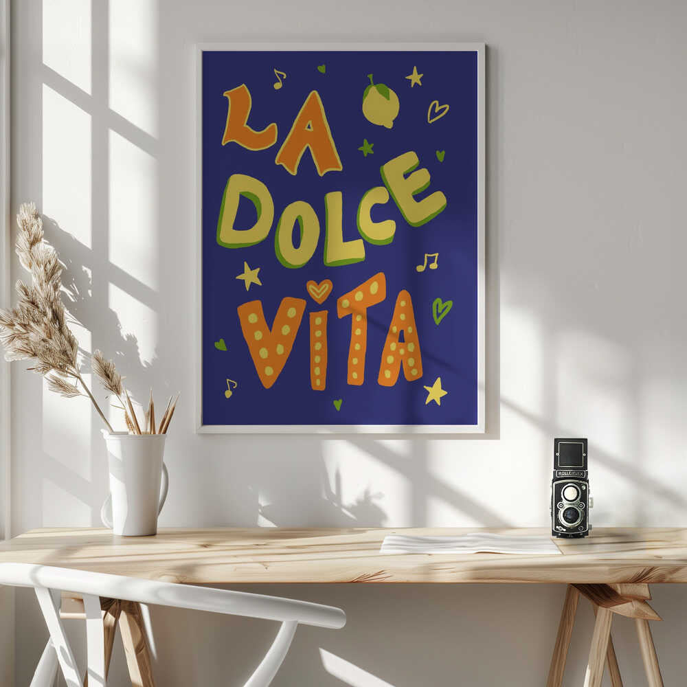 La Dolce Vita Lemon Art Print UK — Abstract Dark Wall Art — Living Room — Wall It All Prints