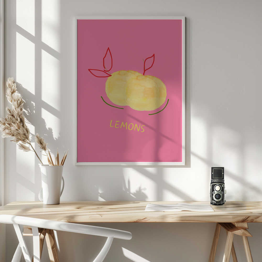 Vibrant Pink Lemons Art Print UK — Abstract Vibrant Wall Art — Kitchen — Wall It All Prints