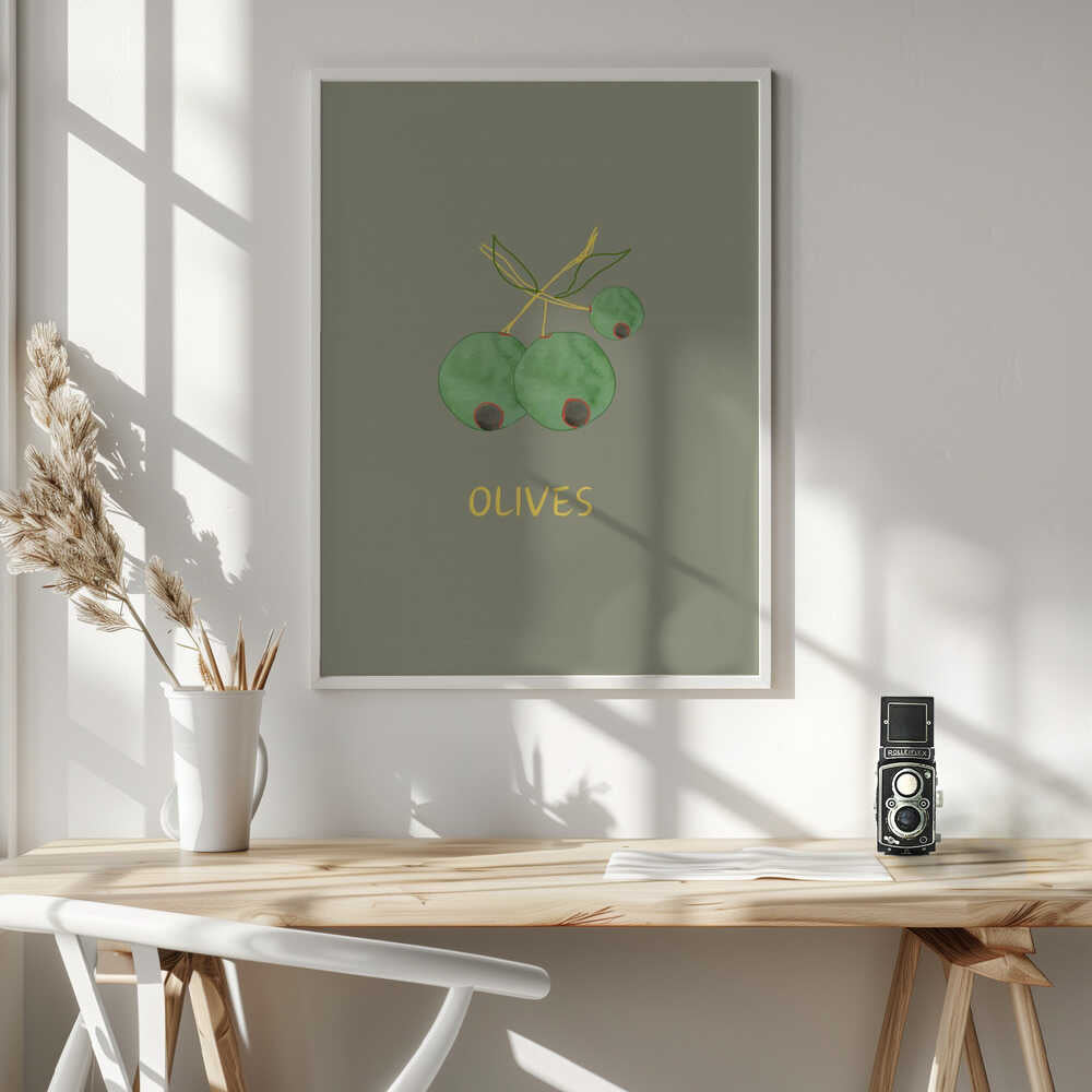 Mediterranean Green Olives Art Print UK — Abstract Vibrant Wall Art — Kitchen — Wall It All Prints