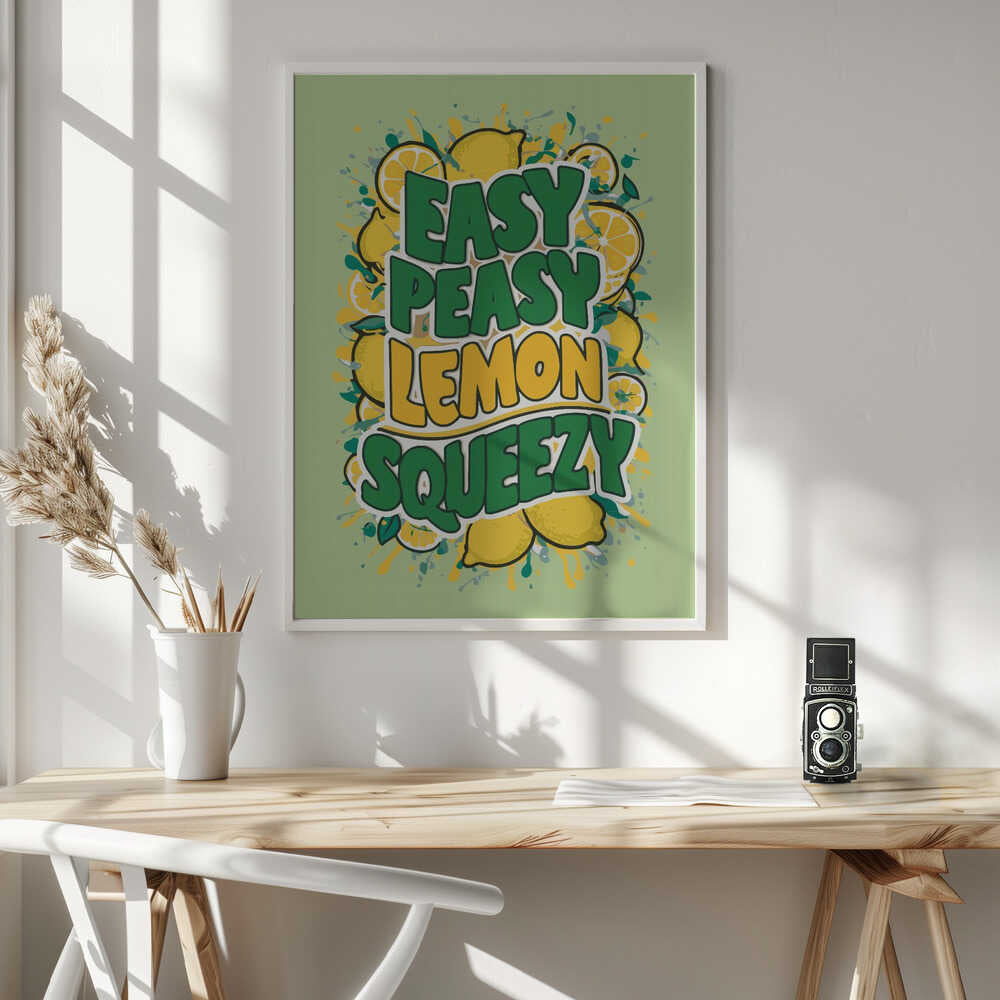 Easy Peasy Lemon Squeezy Art Print UK — Abstract Vibrant Wall Art — Kitchen — Wall It All Prints
