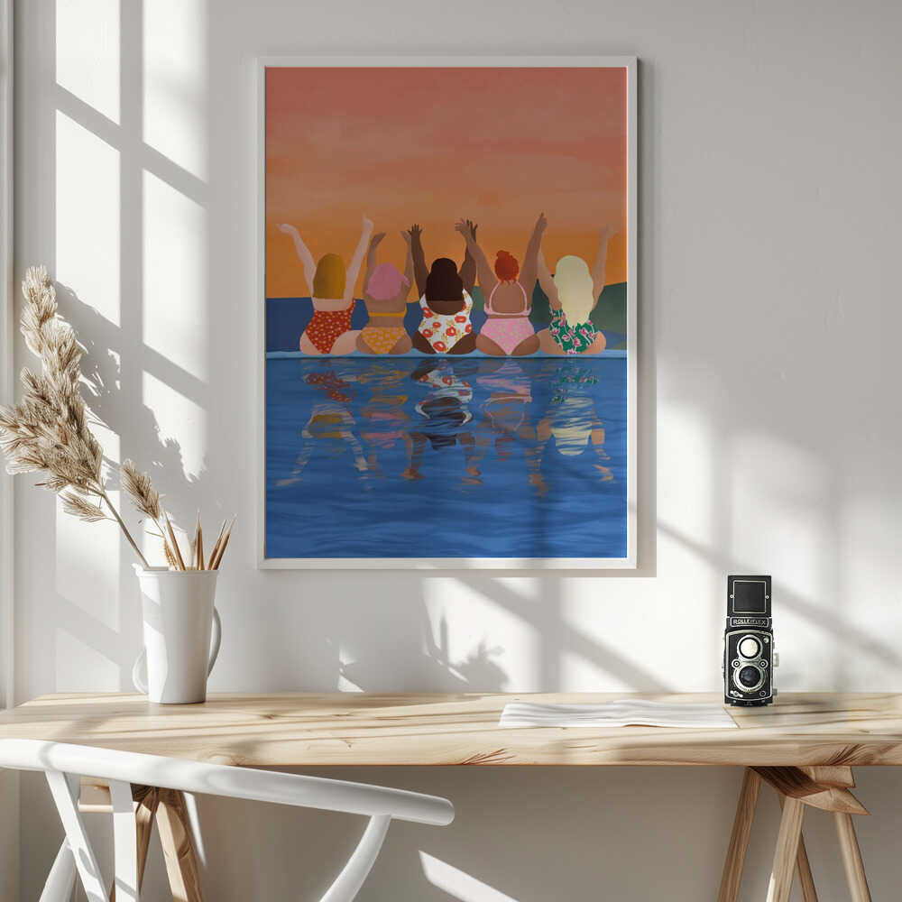Summer Sunset Friends Art Print UK — Abstract Minimal Wall Art — Living Room — Wall It All Prints