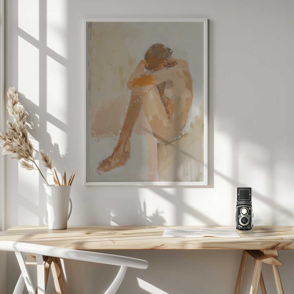 Quiet Nude Contemplation Art Print UK — Abstract Minimal Wall Art — Bathroom — Wall It All Prints