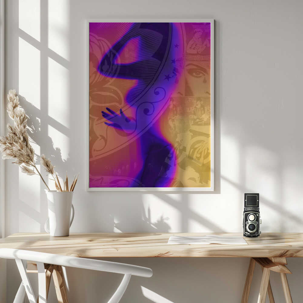 Vibrant Pop Art Woman Art Print UK — Abstract Dark Wall Art — Living Room — Wall It All Prints