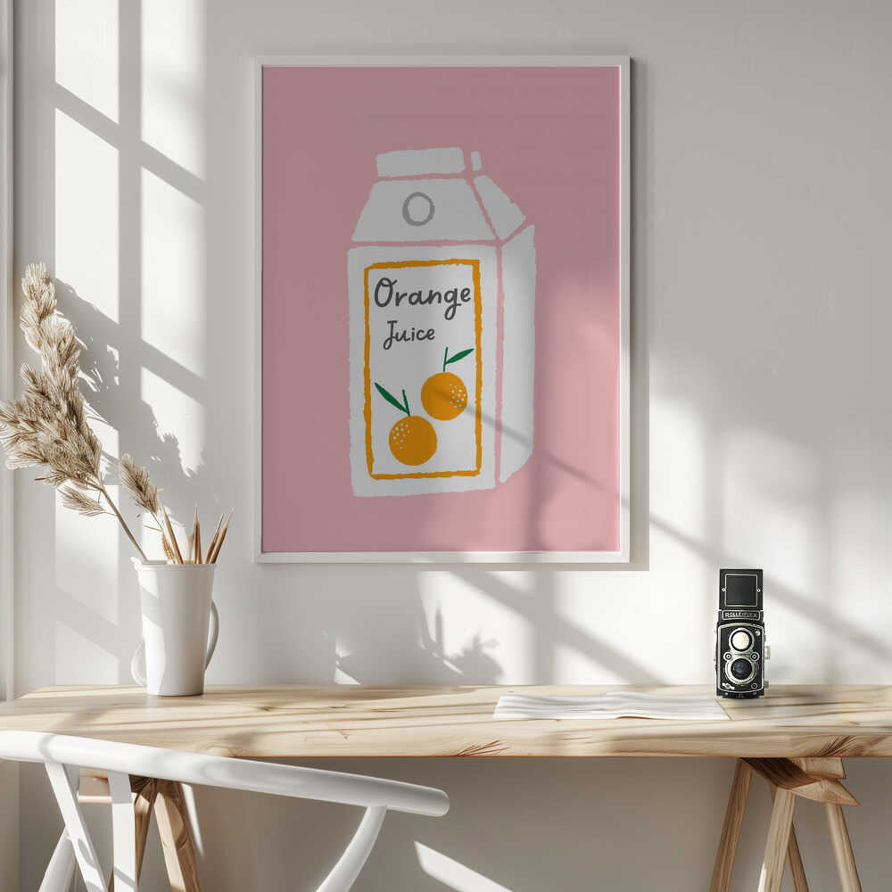 Cute Orange Juice Carton Art Print UK — Abstract Calm Wall Art — Kitchen — Wall It All Prints