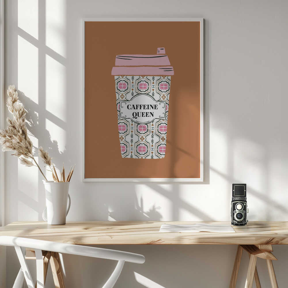 Caffeine Queen Coffee Cup Art Print UK — Abstract Vibrant Wall Art — Living Room — Wall It All Prints