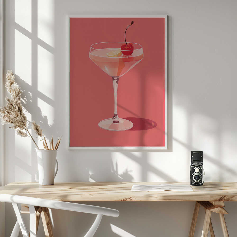 Chic Pink Cocktail Art Print UK — Vintage Vibrant Wall Art — Kitchen — Wall It All Prints