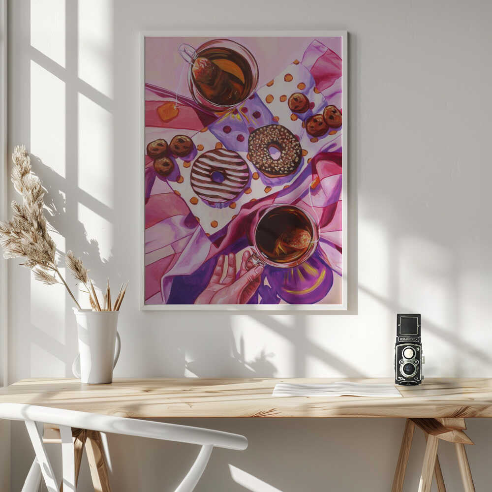 Sweet Tea and Donuts Art Print UK — Food Vibrant Wall Art — Kitchen — Wall It All Prints