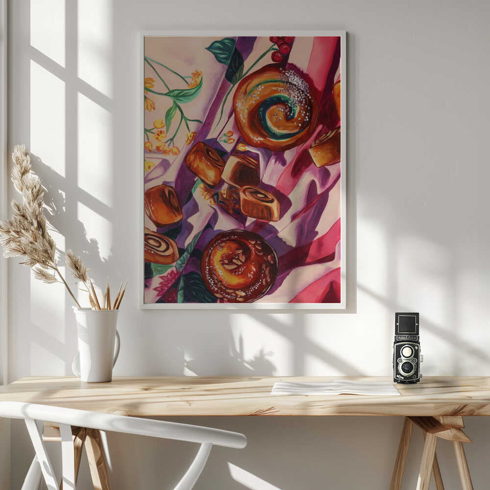 Sweet Buns and Berries Art Print UK — Food Vibrant Wall Art — Kitchen — Wall It All Prints