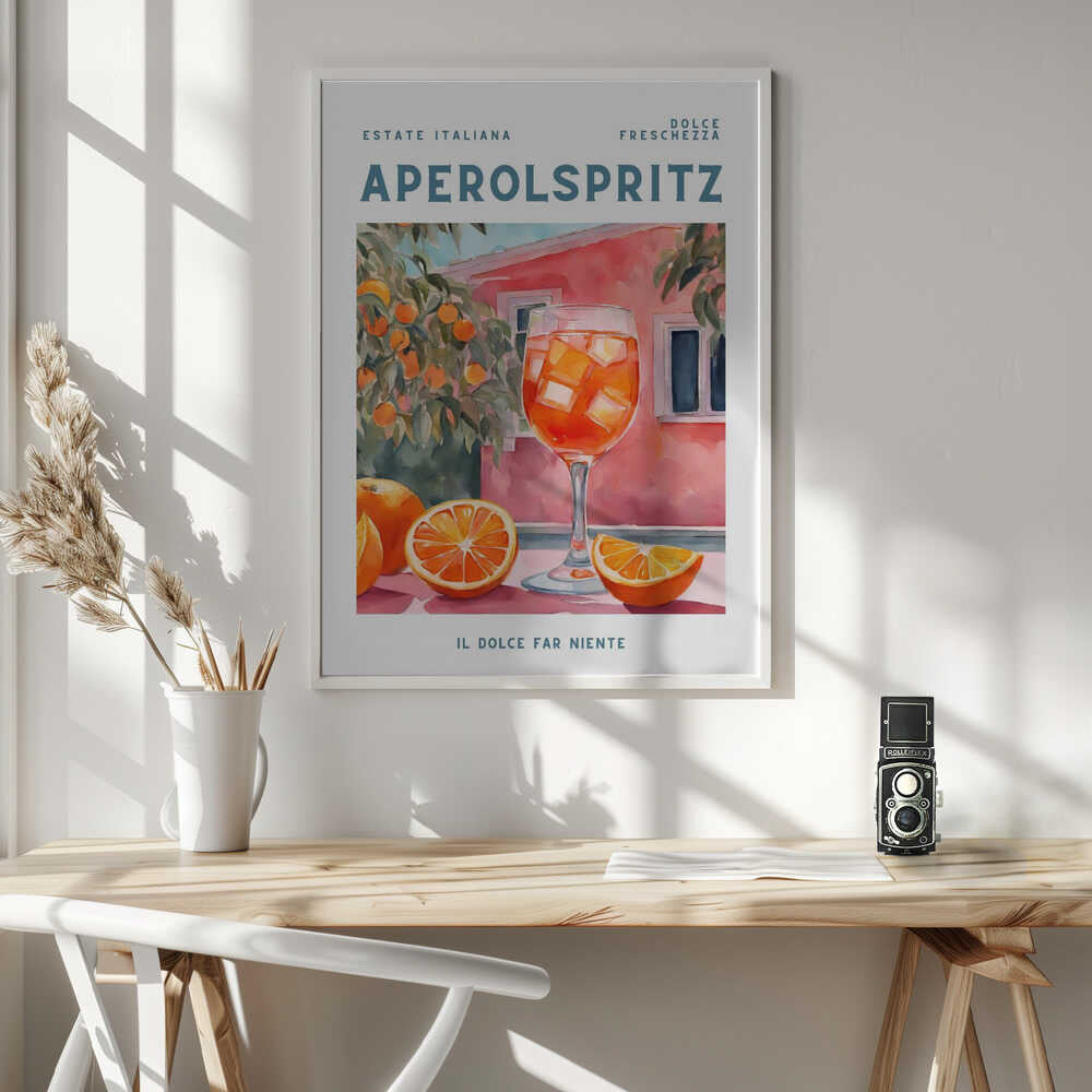 Aperol Spritz Summer Scene Art Print UK — Botanical Vibrant Wall Art — Kitchen — Wall It All Prints