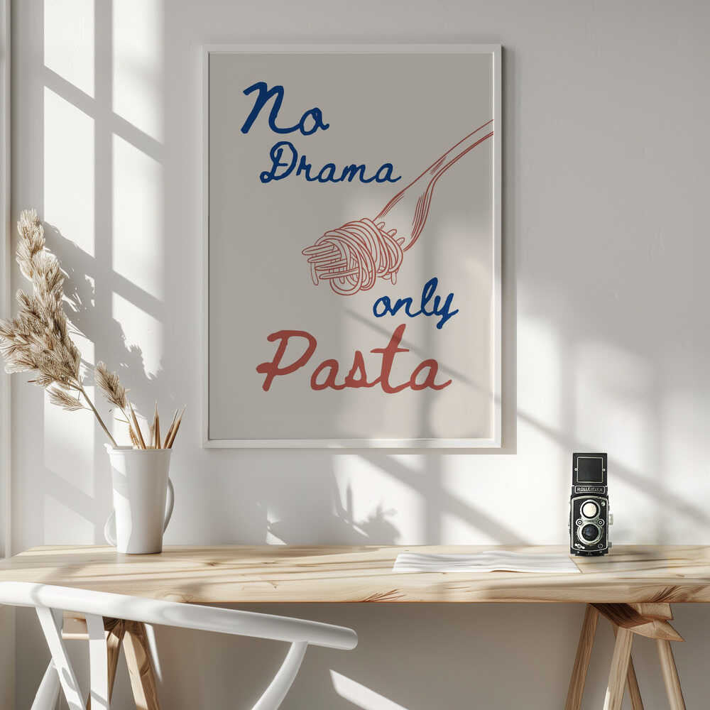 No Drama Only Pasta Art Print UK — Food Vibrant Wall Art — Kitchen — Wall It All Prints
