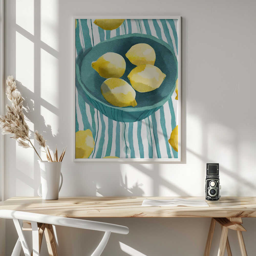 Bright Lemon Bowl Art Print UK — Food Vibrant Wall Art — Kitchen — Wall It All Prints