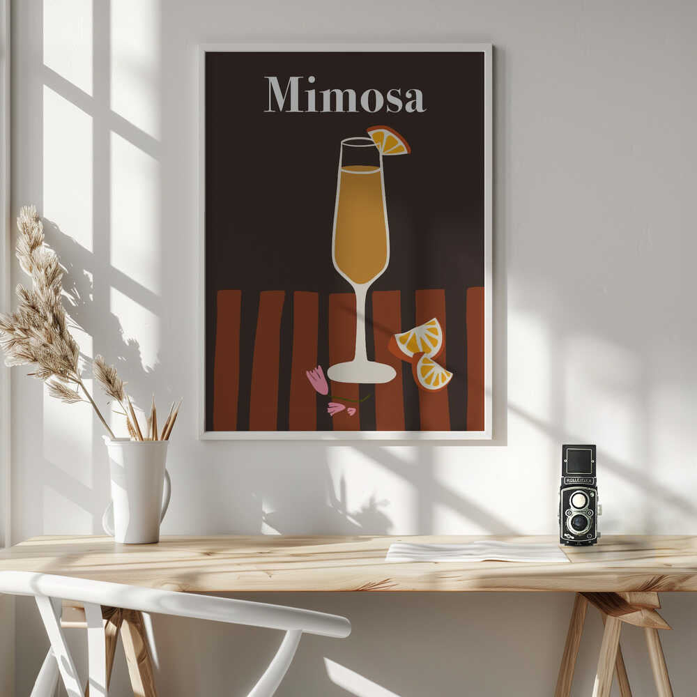 Elegant Mimosa Cocktail Art Print UK — Botanical Vibrant Wall Art — Kitchen — Wall It All Prints