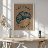 Croissant S'il Vous Plait Art Print UK — Vintage Minimal Wall Art — Kitchen — Wall It All Prints