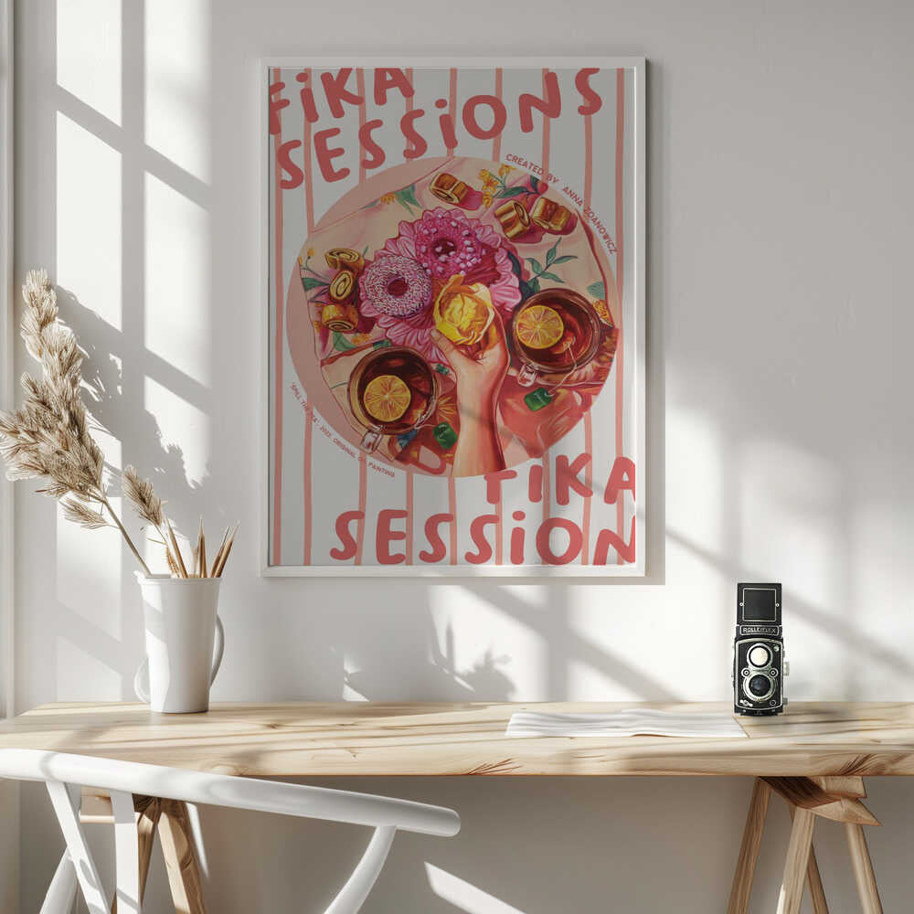 Cozy Fika Tea Time Art Print UK — Botanical Vibrant Wall Art — Kitchen — Wall It All Prints
