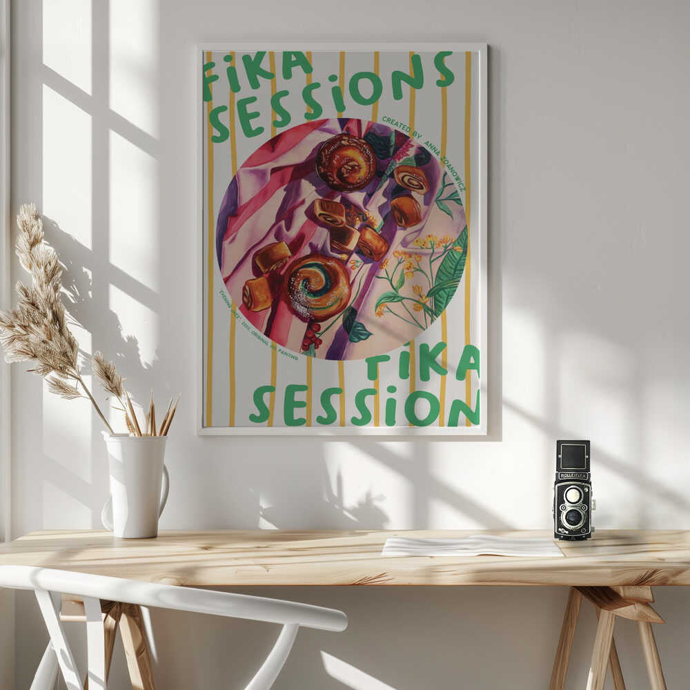 Cozy Fika Pastries Art Print UK — Botanical Vibrant Wall Art — Kitchen — Wall It All Prints