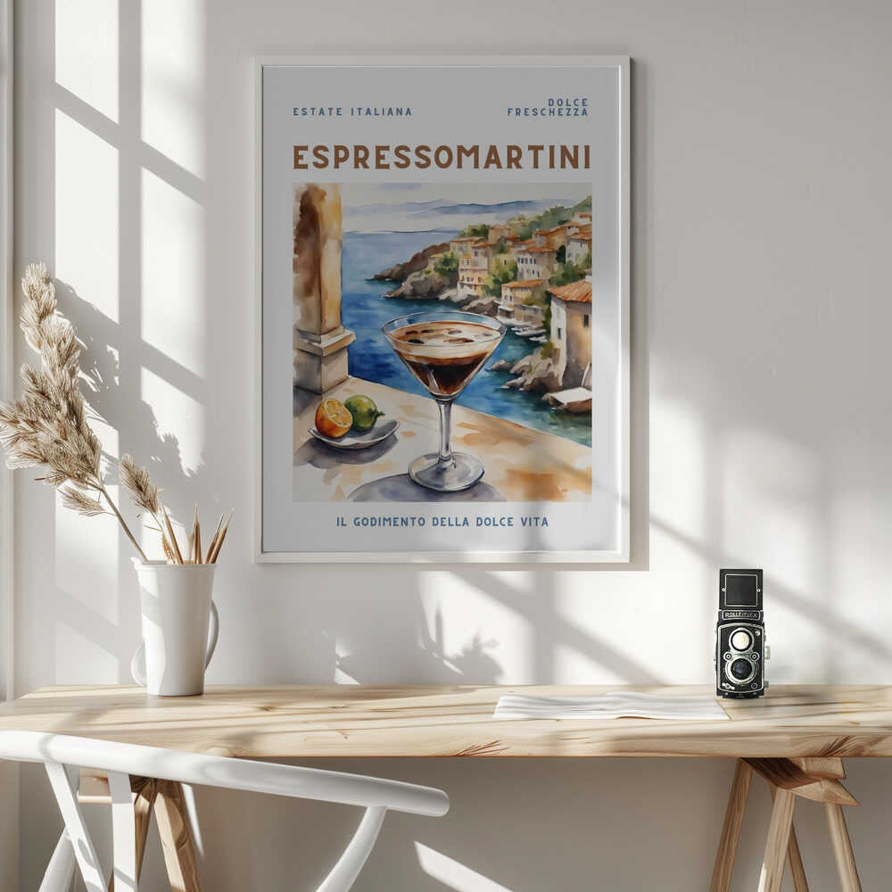 Italian Summer Espresso Martini Art Print UK — Landscape Vibrant Wall Art — Kitchen — Wall It All Prints