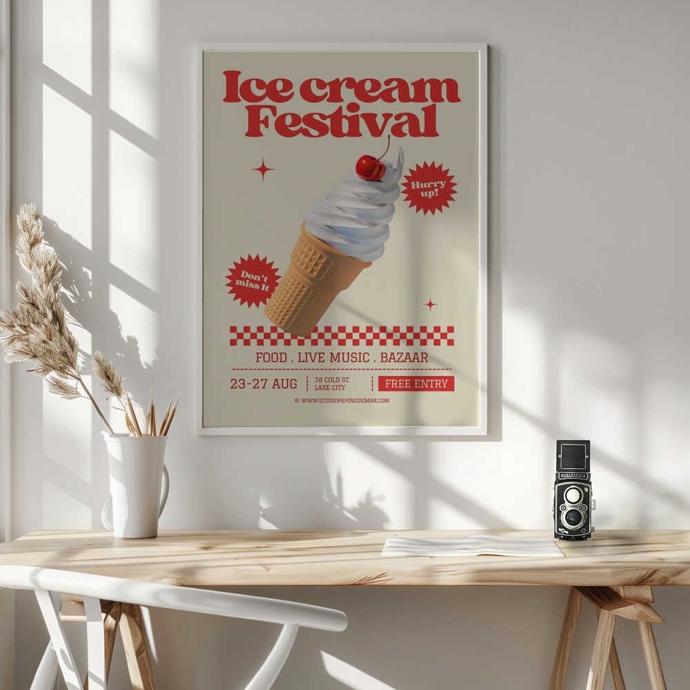 Ice Cream Festival Treat Art Print UK — Abstract Calm Wall Art — Kitchen — Wall It All Prints