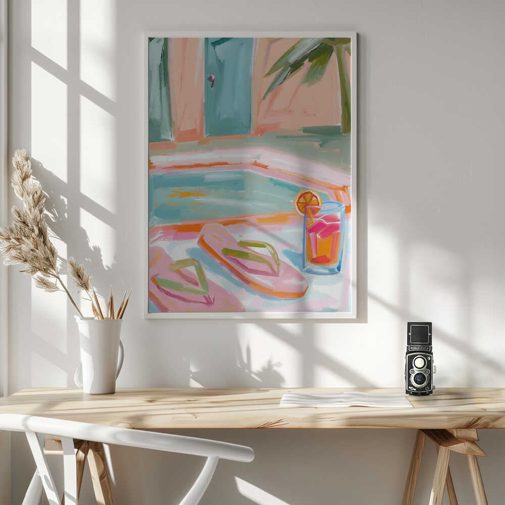 Poolside Summer Refreshment Art Print UK — Landscape Vibrant Wall Art — Living Room — Wall It All Prints