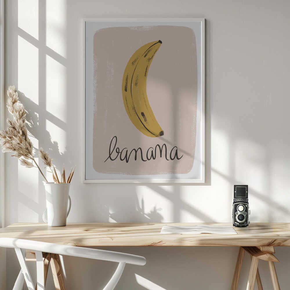 Simple Banana Illustration Art Print UK — Botanical Vibrant Wall Art — Kitchen — Wall It All Prints