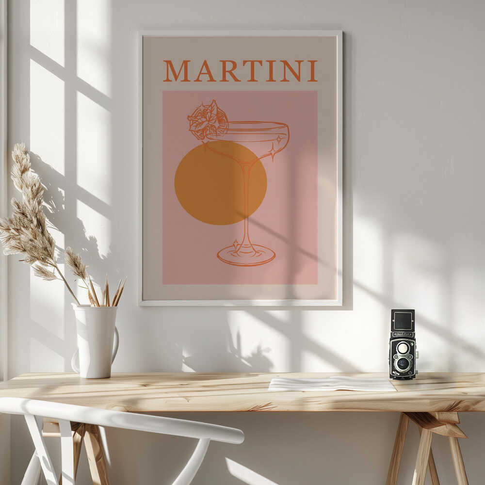Retro Martini Cocktail Art Print UK — Abstract Minimal Wall Art — Office — Wall It All Prints