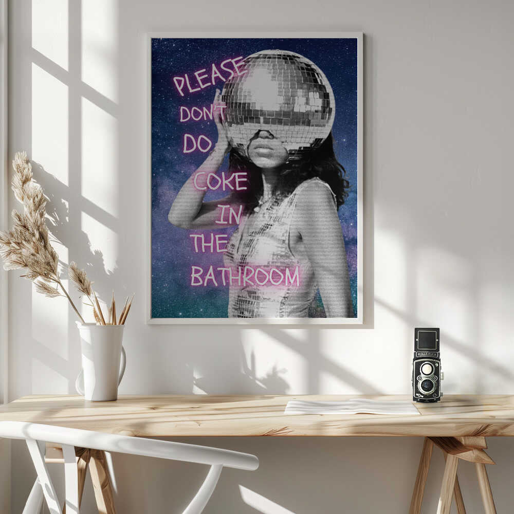 Mirror Head Party Scene Art Print UK — Portrait Vibrant Wall Art — Bathroom — Wall It All Prints