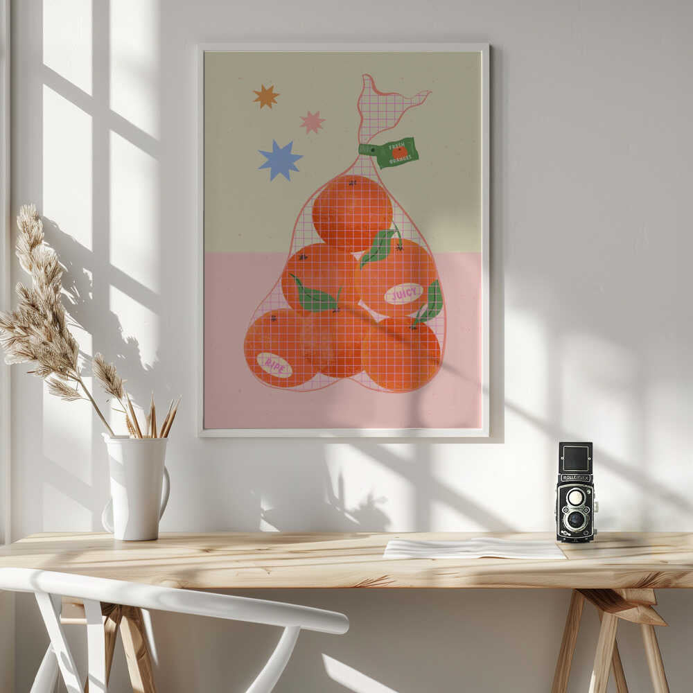 Fresh and Ripe Oranges Art Print UK — Food Vibrant Wall Art — Kitchen — Wall It All Prints