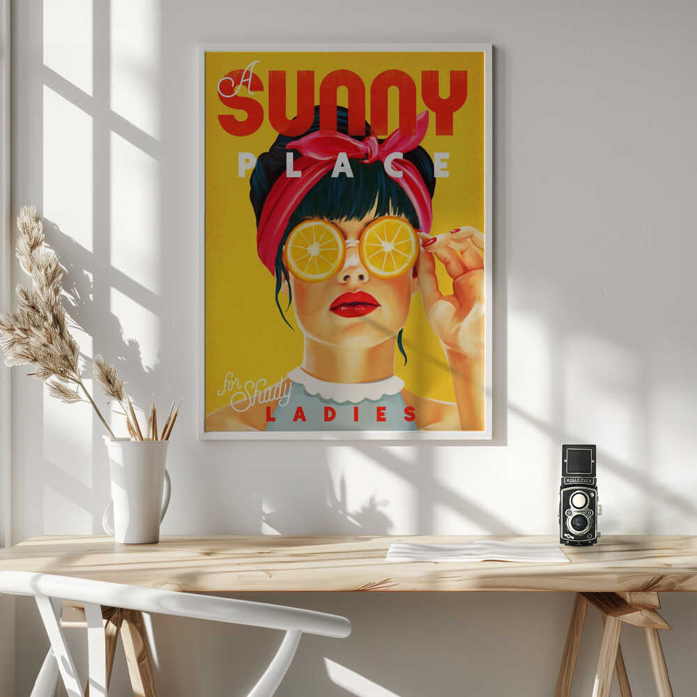 A Sunny Place For Shady Ladies Orange Pinup Art Art Print UK — Portrait Vibrant Wall Art — Kitchen — Wall It All Prints