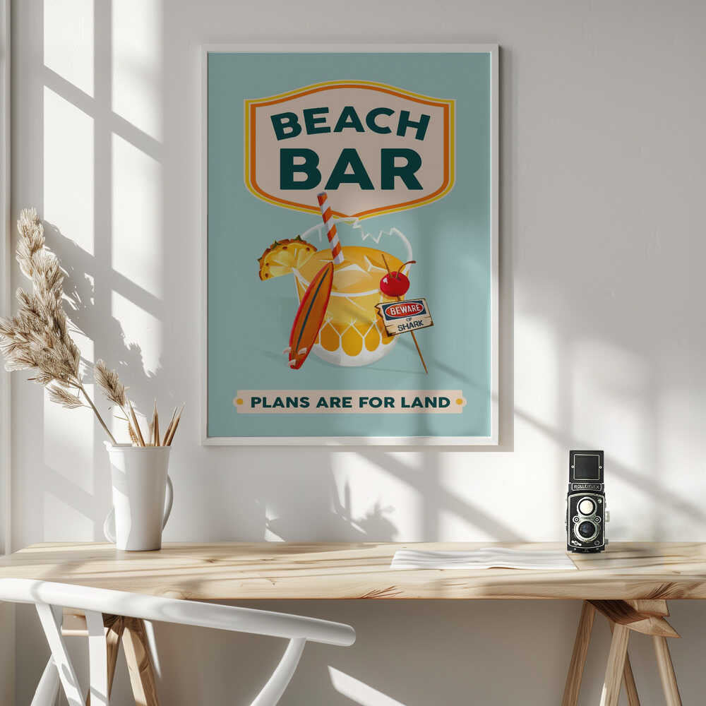 Beach Bar Summer Tropical Cocktail Bar Art Art Print UK — Landscape Vibrant Wall Art — Living Room — Wall It All Prints