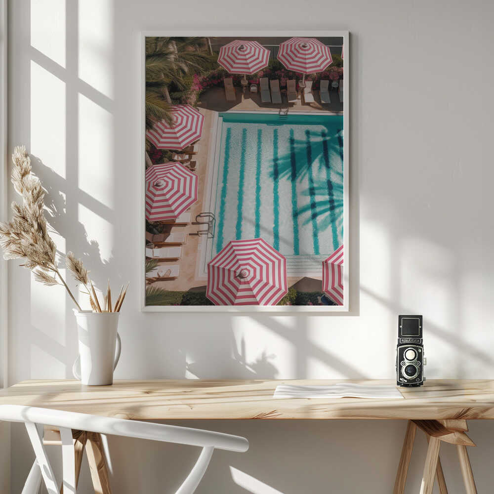 Summer Poolside Umbrellas Art Print UK — Botanical Elegant Wall Art — Living Room — Wall It All Prints