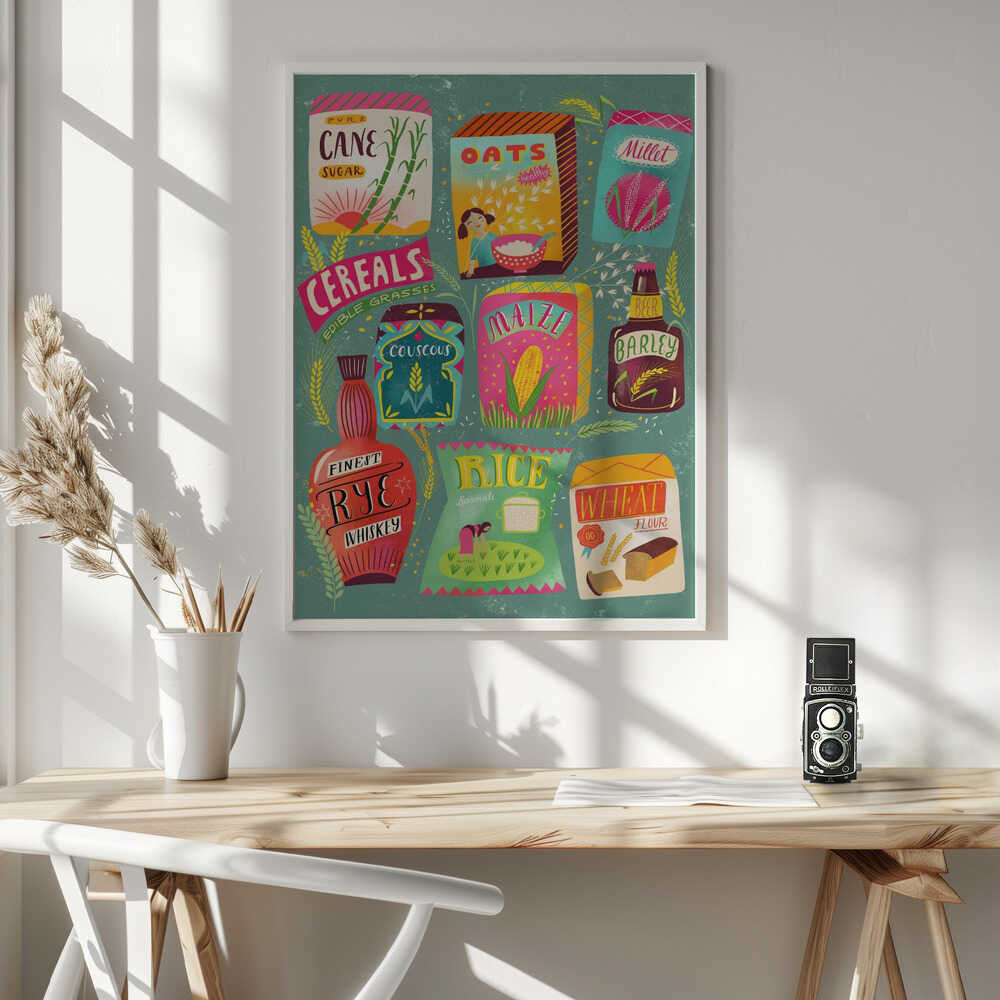 Essential Grains Collection Art Print UK — Food Vibrant Wall Art — Kitchen — Wall It All Prints