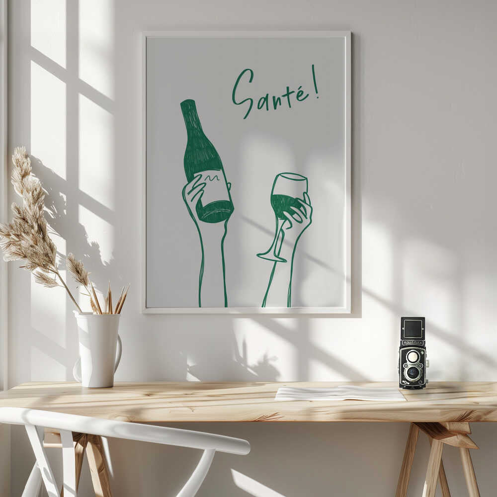 Santé Wine Toast Art Print UK — Abstract Minimal Wall Art — Kitchen — Wall It All Prints