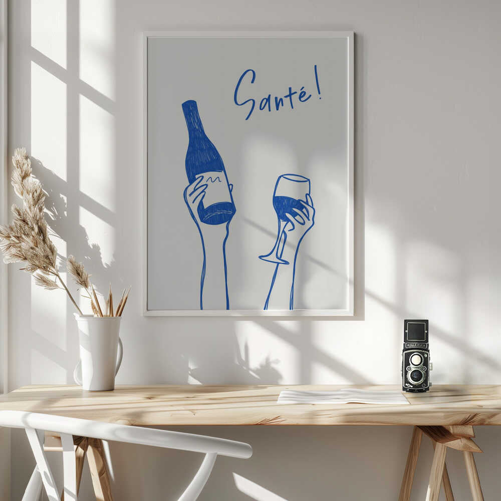 Santé Cheers Wine Art Print UK — Abstract Minimal Wall Art — Kitchen — Wall It All Prints