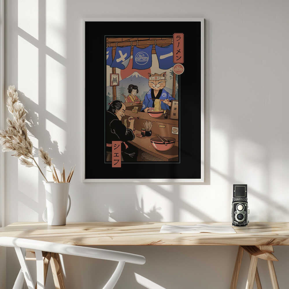Ramen Meowster Art Print UK — Japanese Vibrant Wall Art — Kitchen — Wall It All Prints