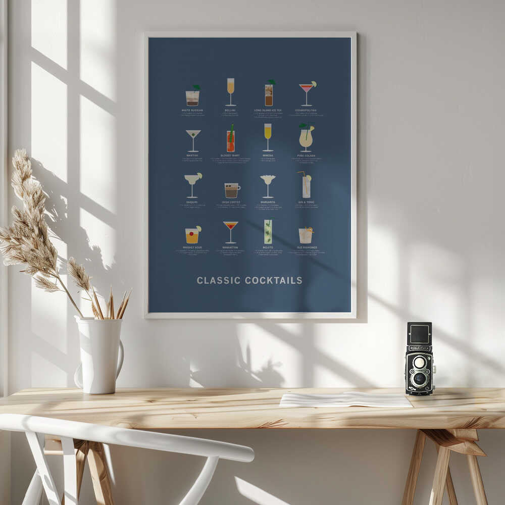 Classic Cocktail Guide Art Print UK — Abstract Minimal Wall Art — Kitchen — Wall It All Prints