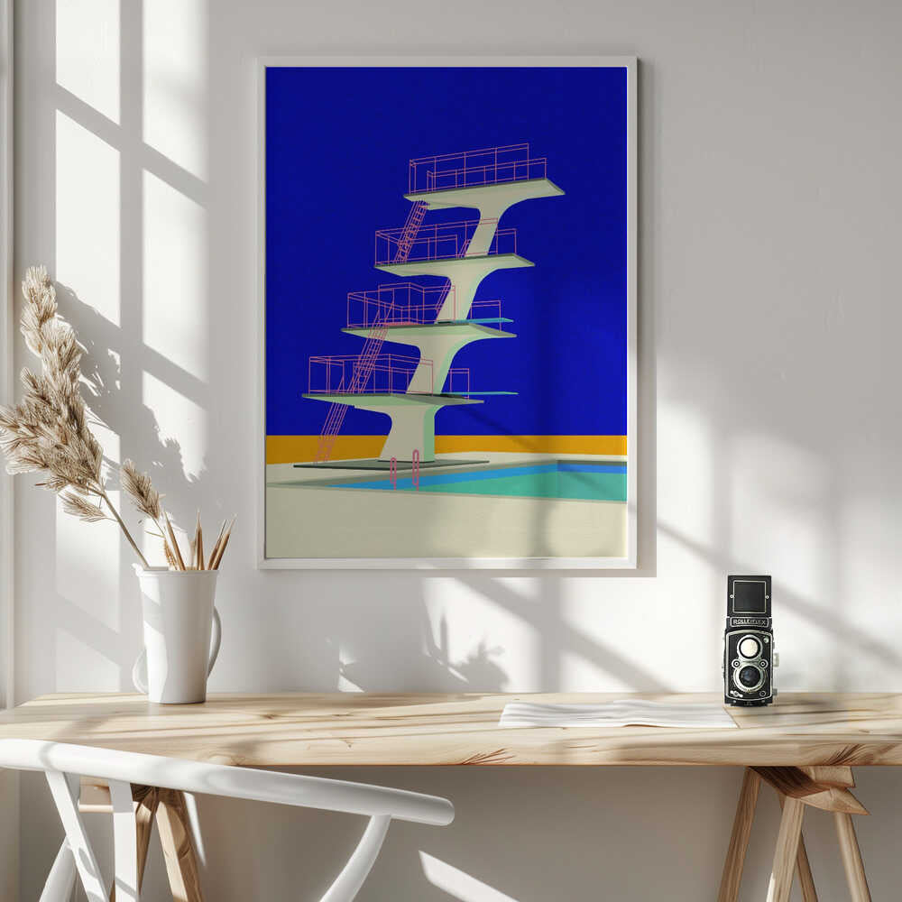 Diving Tower Art Print UK — Abstract Vibrant Wall Art — Office — Wall It All Prints