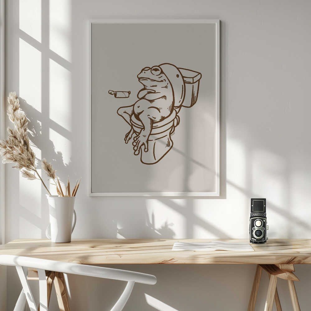 Funny Frog On Toilet Art Print UK — Animal Vibrant Wall Art — Bathroom — Wall It All Prints